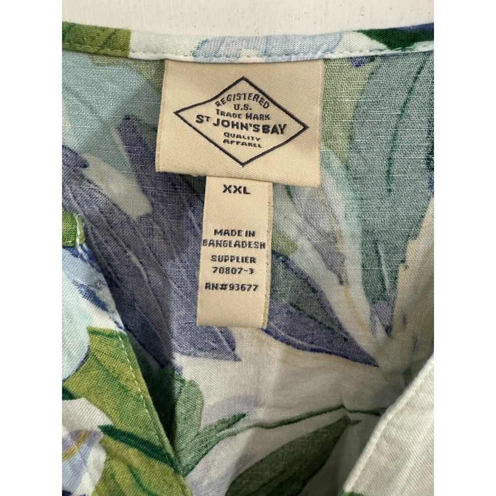 St. Johns Bay Women’s Long Sleeve Floral Maxi Dress Size XXL Tiered Linen Blend - Picture 2 of 6